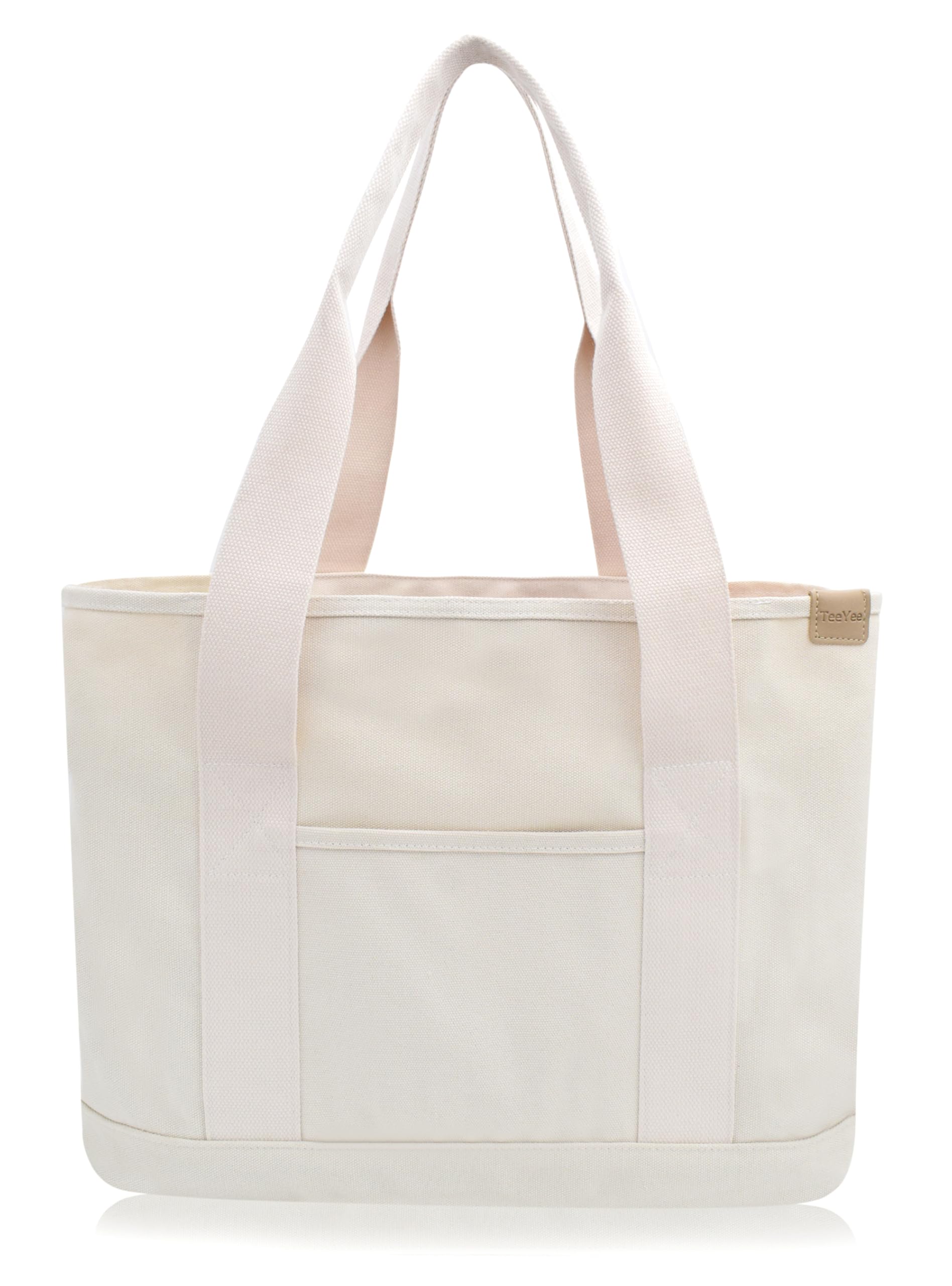TeeYee 16oz Canvas Tote Bag Casual Multi pockets Handbags Large Capacity Shopping Shoulder Bag with Pocket Bags Work Purses | Shopper bag, Zipper