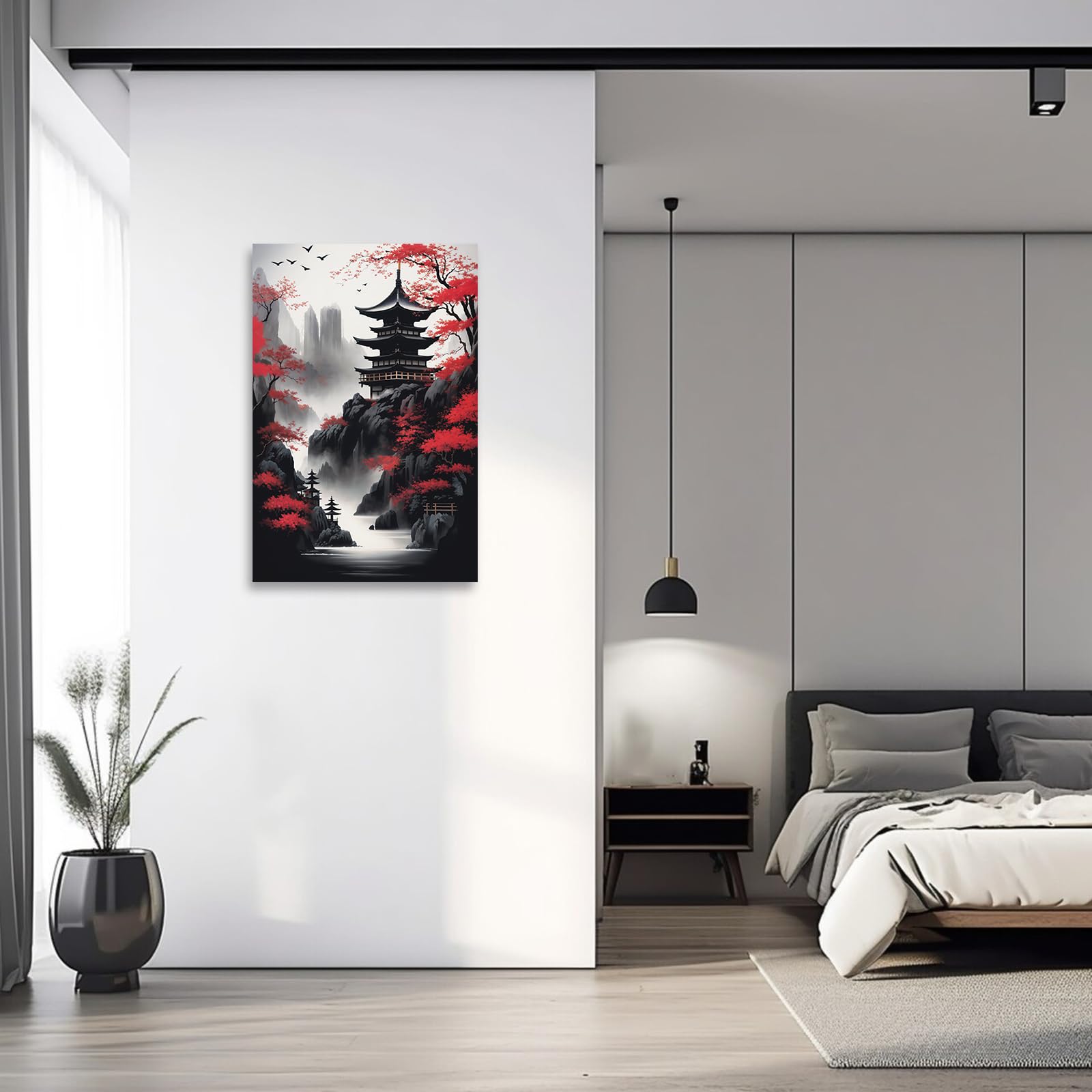 Amazon.com: ZXHYWYM Japanese Canvas Wall Art Red and Black Cherry