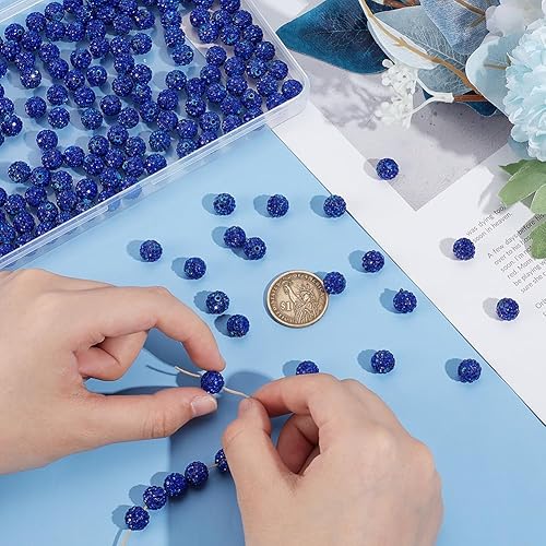 Miniatura 9 de Pandahall - Bolas de arcilla de 10 mm, tipo discoteca con 100 unidades, cuentas de polímero de arcilla con diamantes de imitación, creaciones