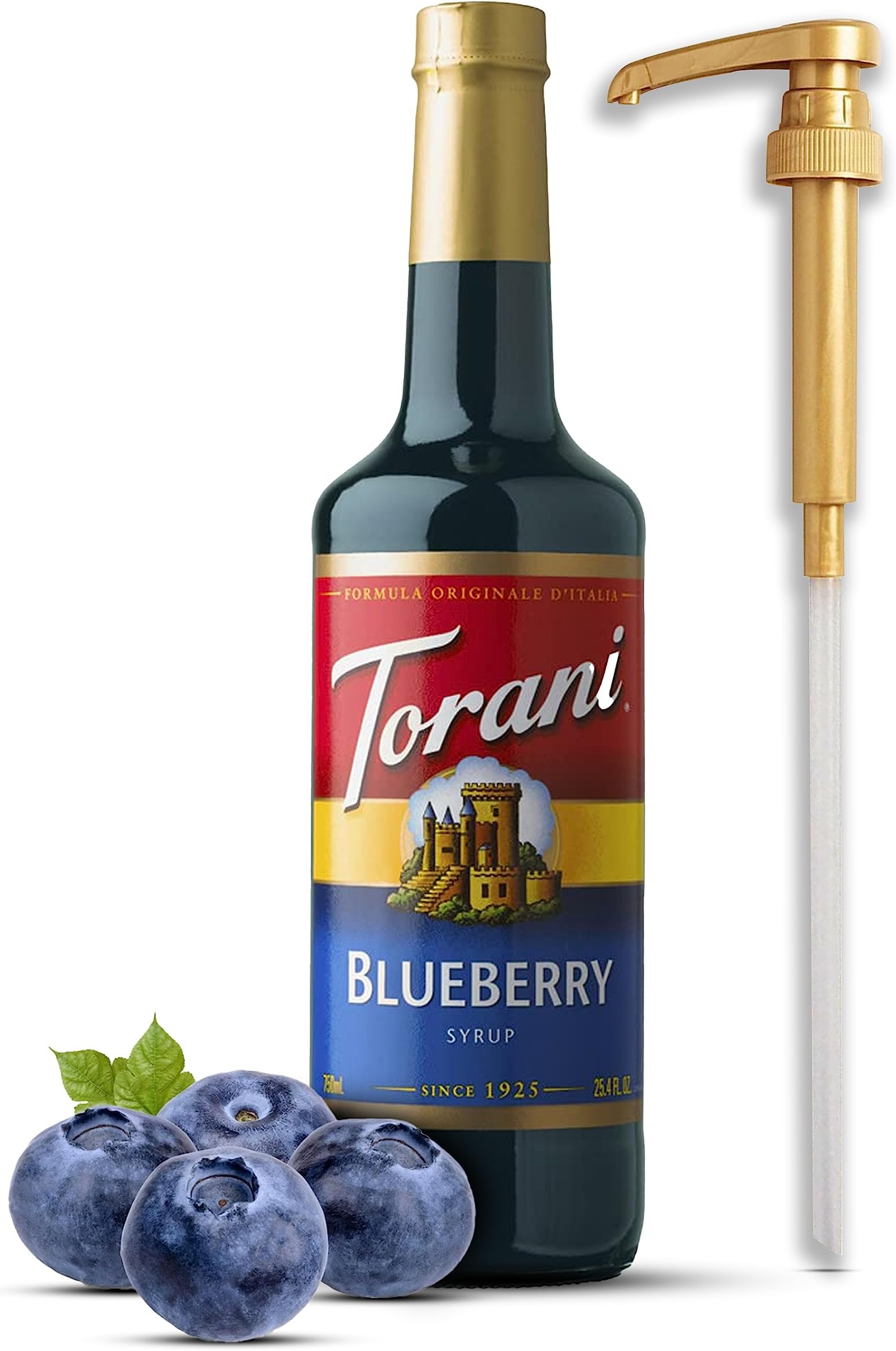 Blueberry Syrup for Drinks, Pancakes, 25.4 Ounces, with Fresh Finest Syrup Pump