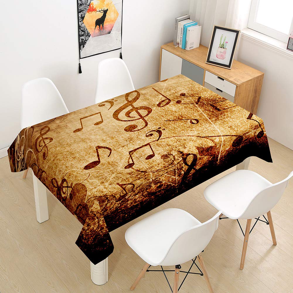 Tovaglie Rettangolari,Tovaglia Stampata con Nota Musicale 3D Tovaglia Impermeabile Antimacchia Lavabile per Feste in Giardino da Pranzo in Casa(Musica Vintage,60x60cm)