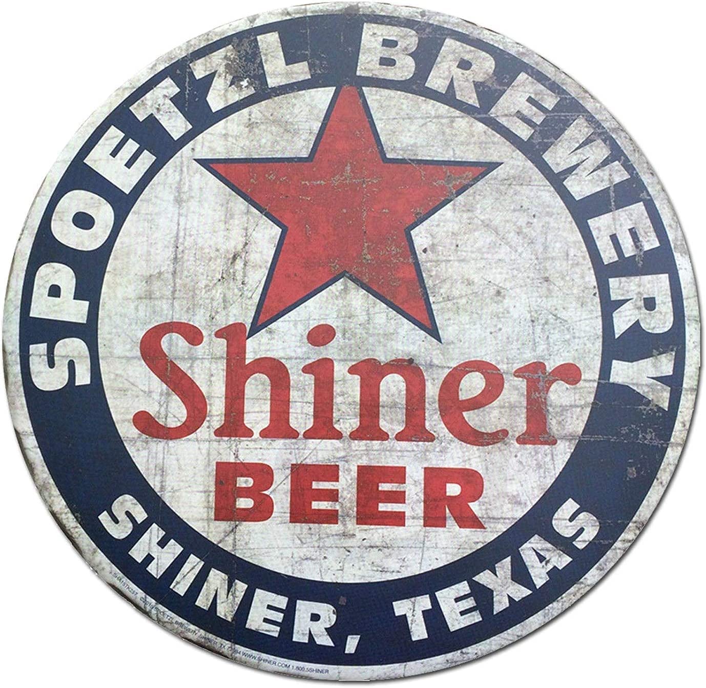 KGPE0WRF5S Background Wall Decoration Shiner Beer Shiner Texas Style Round Wall Wall Poster Wall Decor Door Plaque Tin Sign 8x12 inches