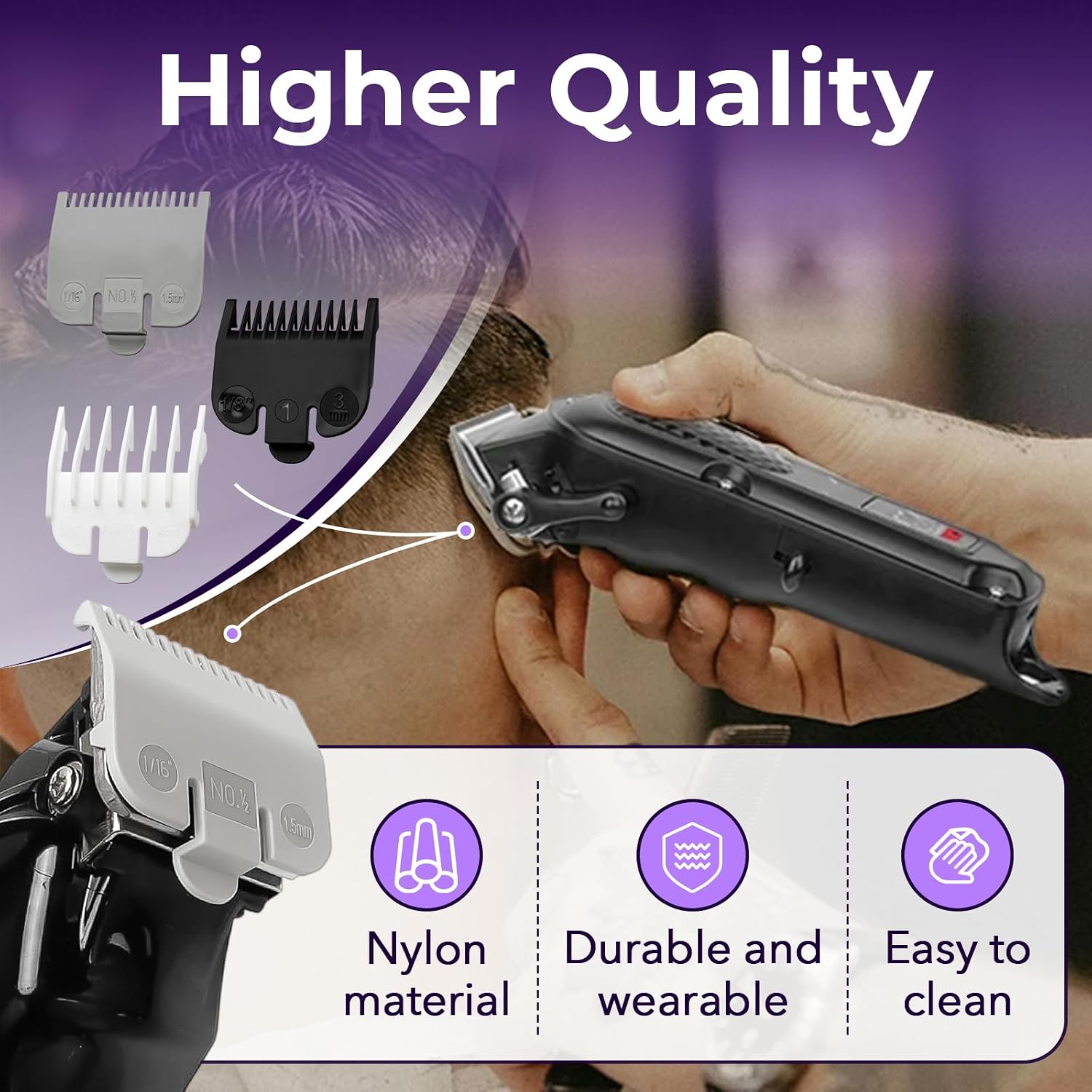 6 PCS Clipper Guard Set for Wahl, Premium Nylon Trimmer Guards for Wahl #1/2, #1, #1-1/2, Clipper Guards to Cutting Hair