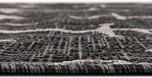 Miniatura 4 de Unique Loom - Alfombra de pasillo de la colección Outdoor Coastal, estilo Ahoy (2pies x 6pies 1pulgada, carbónmarfil)