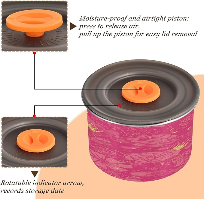 Coffee Canister Hot Pink Floral Airtight Stainless Steel 17 OZ miniatura 4