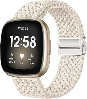 Nylon Braided band for Fitbit Versa 3/Fitbit Versa 4, Elastic Strap for Fitbit Sense 2/Fitbit Sense Smartwatch