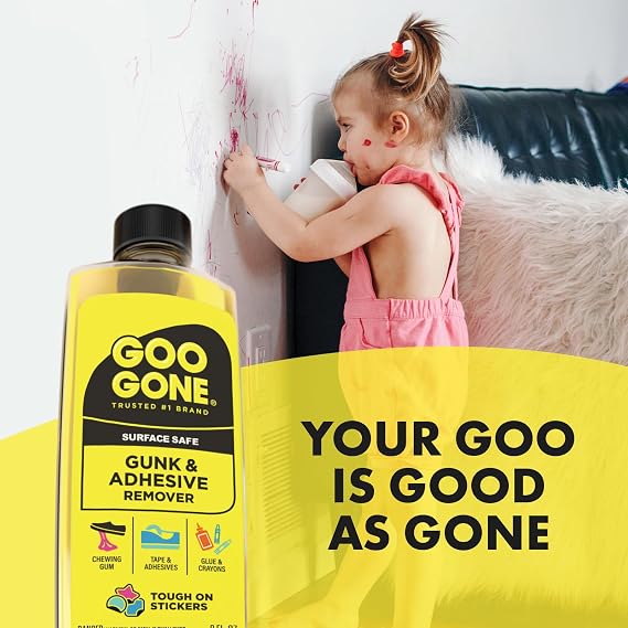 Goo Gone Gunk and Adhesive Remover - Safely and Easily Removes Stickers, Tape Residue, Decals, Grease, Chewing Gum, Crayons and Glue from Surfaces - Trusted Formula for Quick and Easy Removal