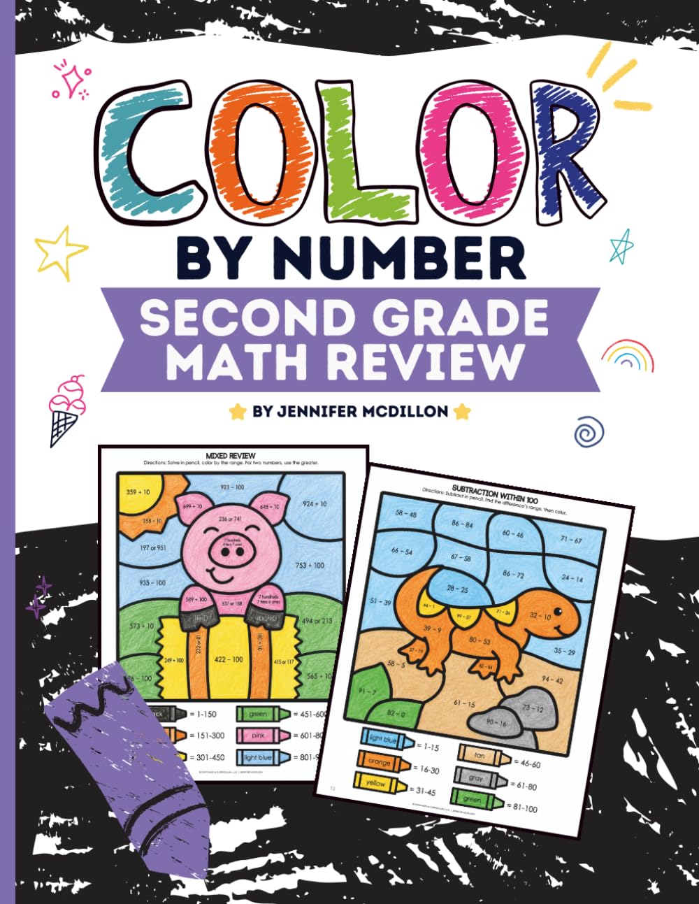 Color by Number Second Grade Math Review (Color by Number with Math)