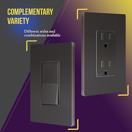 Miniatura 124 de ENERLITES SI8834-BK - Placa de pared decorativa sin tornillos, cubierta de enchufe segura, 4 entradas, 4.68 x 8.30 pulgadas (alto x largo), Negro