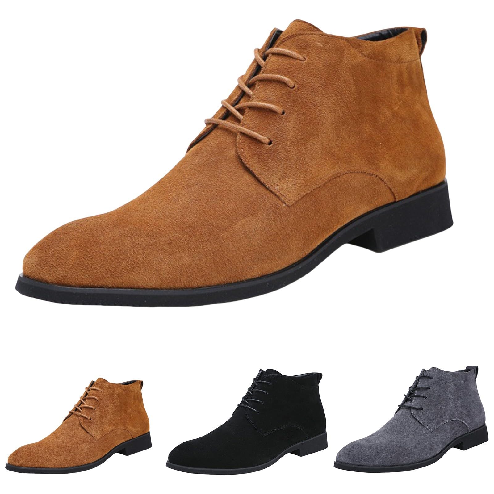 Generisch Wildleder-Slipper für Herren, braune Arbeitsstiefel, weiche Sohle, Herren, lässig, nackte Stiefel, bequeme Wanderschuhe, modische Stiefeletten, einfarbig