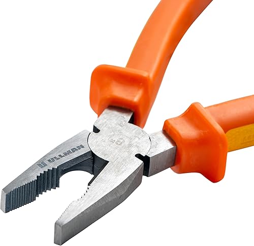 Miniatura 23 de Ullman Juego de 3 alicates aislados para electricistas y contratistas, incluye alicates de corte lateral de 8 pulgadas, 7 pulgadas de nariz larga