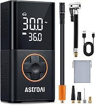 AstroAI Car Tyre Inflator Air Compressor, Portable USB Rechargeable Electric Bike Pump 150 PSI, Tyre Pump with Pressure Gauge Digital Dual Values Display, for Car, Bike, Motorbike, Ball