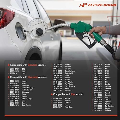 Miniatura 2 de A-Premium Tapa de llenado de depósito de combustible compatible con Hyundai Elantra, Sonata, Santa Fe, Accent, Tucson, Genesis, Veloster, Kona,