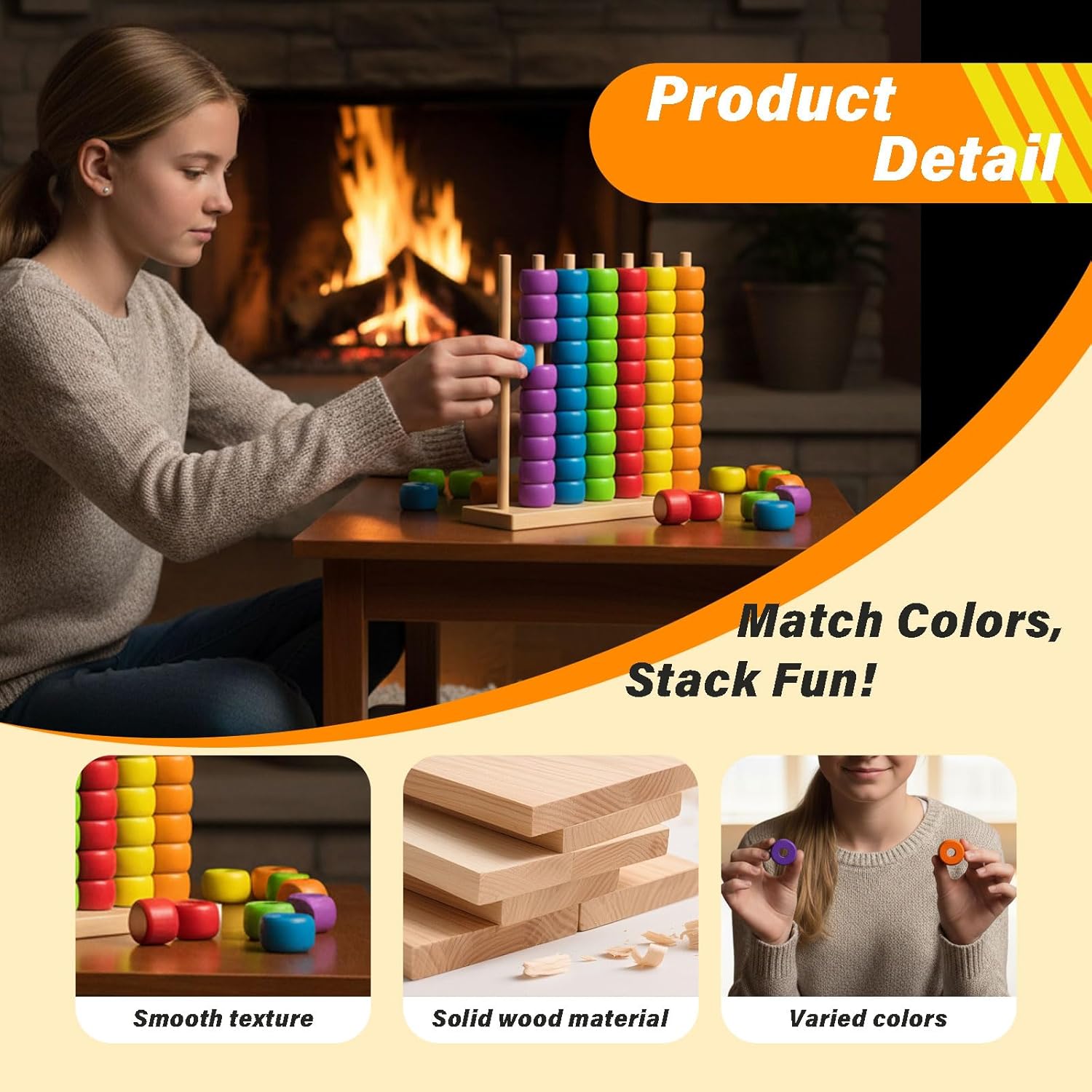 Color Stack Challenge Game, Color Matching Stacking Puzzle, Fast Pattern Ring Stack Game for 2 Players, Competitive Tabletop Brain Teaser with Racks, Rings and Cards for Family Game Night(2 Pcs)
