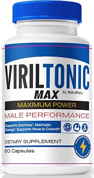 NutraRize VirilTonic Max for Men, Official Viril Tonic Max Male Capsules, Premium Formula for Overall Performance, All Natural Supplement for Health and Wellness, VirilTonic24 Reviews 60 Capsules