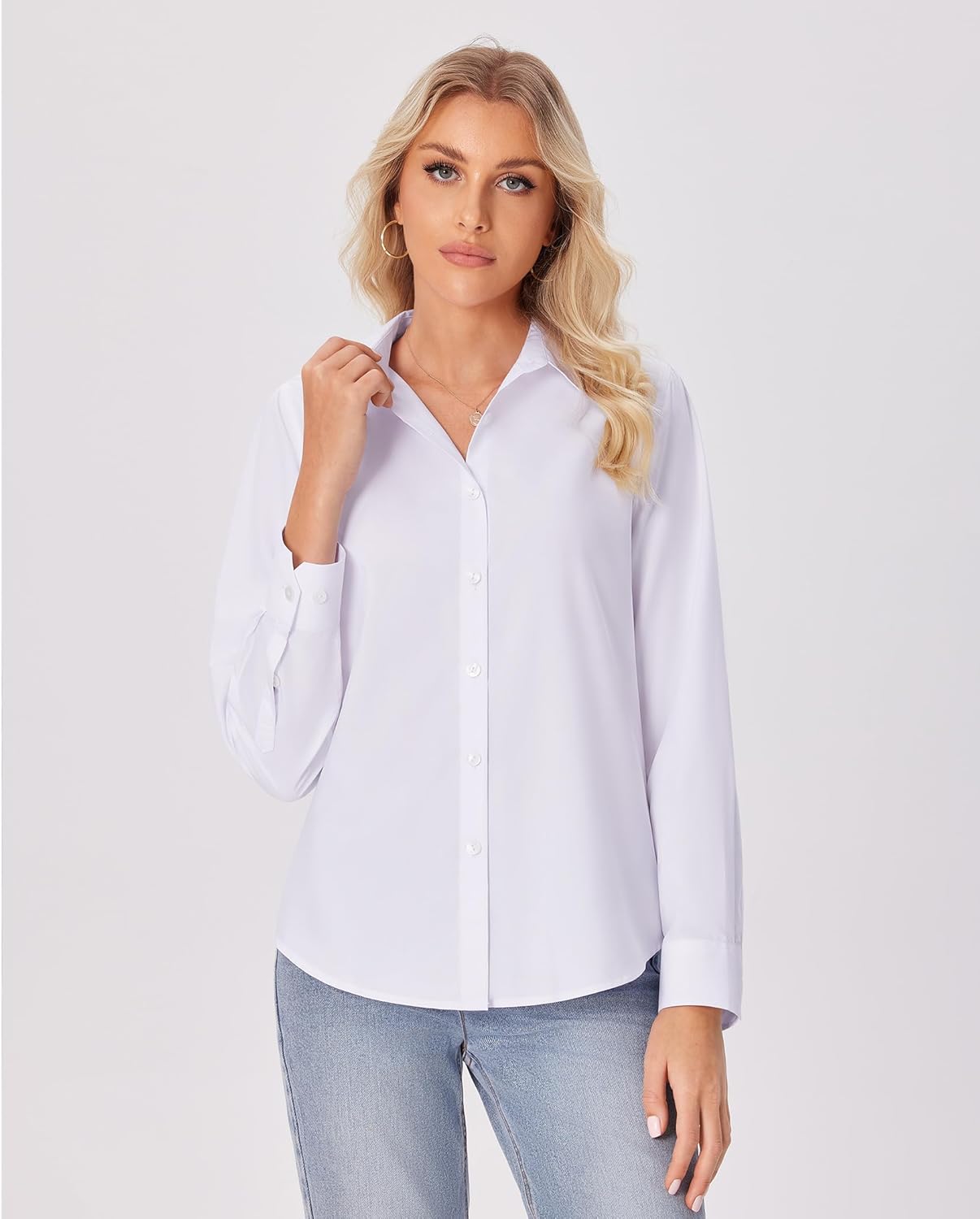 siliteelon Button Down Shirts for Women Wrinkle Free Dress Shirts Long Sleeve Shirts Formal Work Office Blouses Tops - Image 8