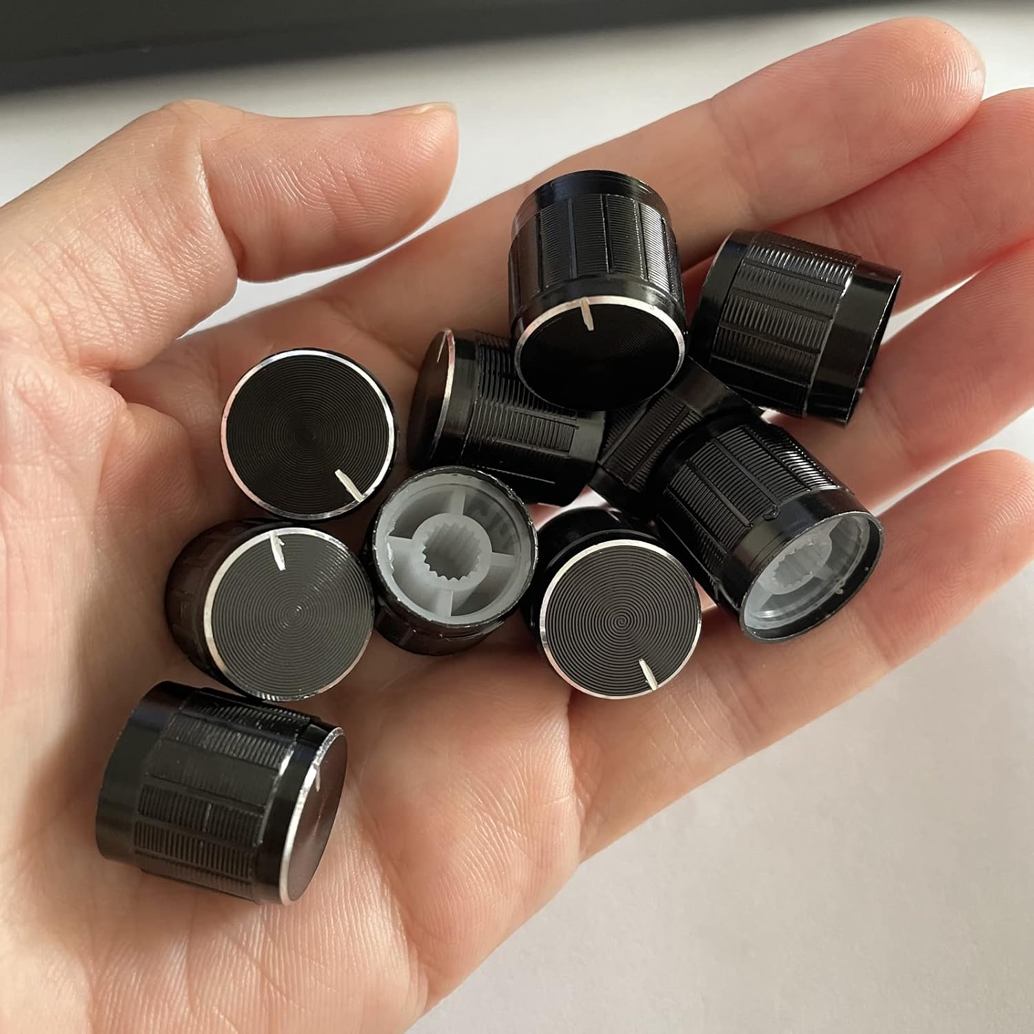Floor Lamp Knob Table Lamp Switch Replacement 10pcs 6mm Lamp Dimmer Rotary Switch Knob Control 17x17mm Black
