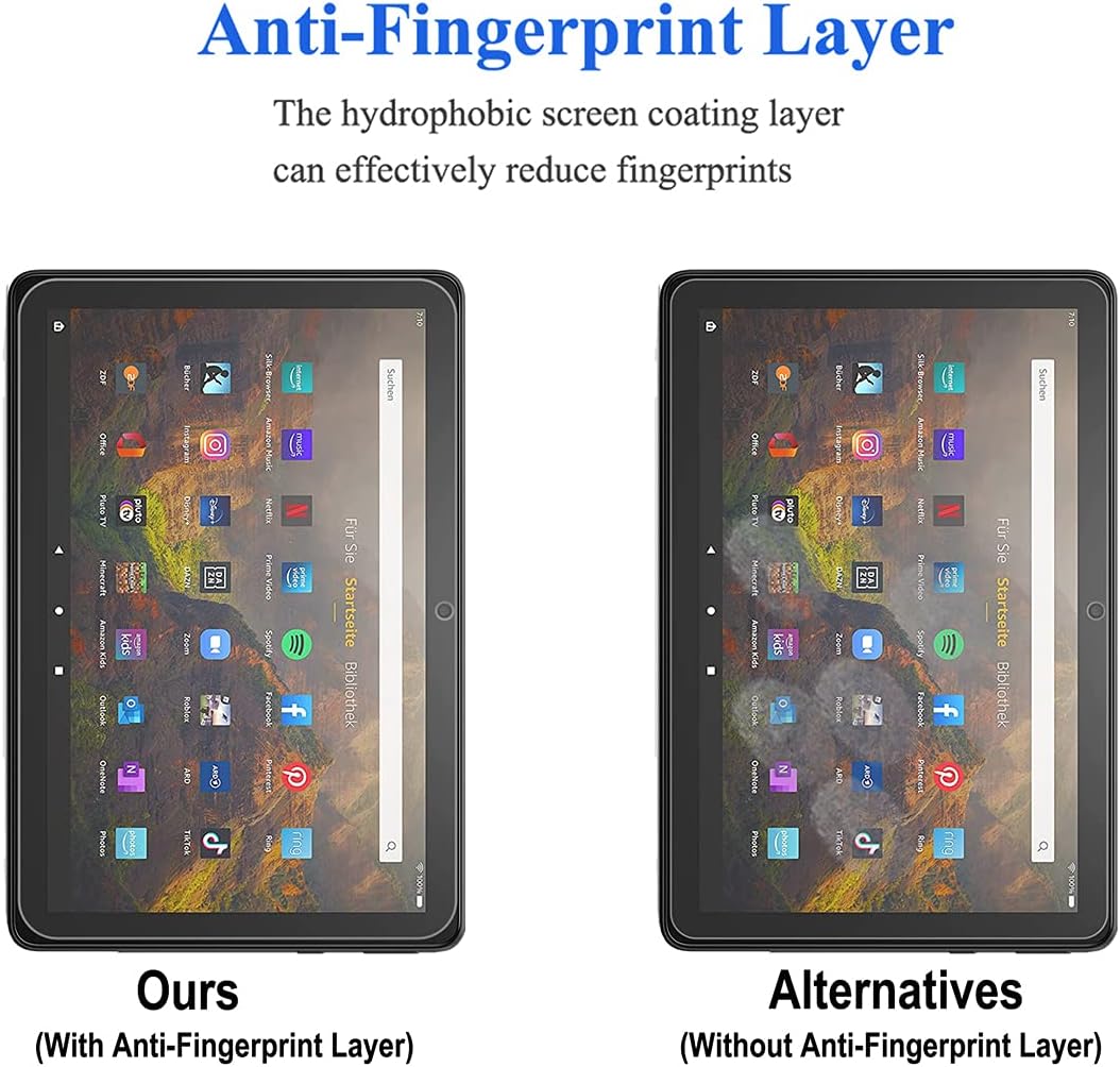 Tempered Glass Screen Protector for HD10 Tablet Latest Model (2021 Release), Crystal Clear, 2.5D Curved Edge, Sensitive-Touch, Anti Scratch, Bubble-Free (2 Pack)