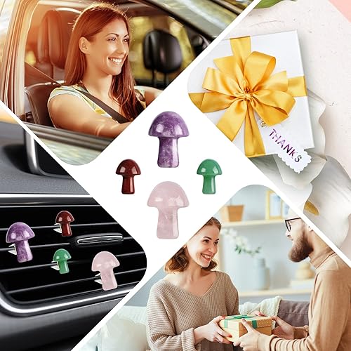 Vista 14 de Tallew Clips de ventilación de automóvil con cristales de corazón, accesorios de automóvil para mujeres, cristales de cuarzo, ambientadores de aire