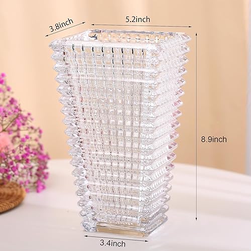 Miniatura 2 de Jarrón de cristal de cristal, florero cuadrado para decoración del hogar, mesa de comedor, sala de estar, centro de mesa, oficina, boda, fiesta de