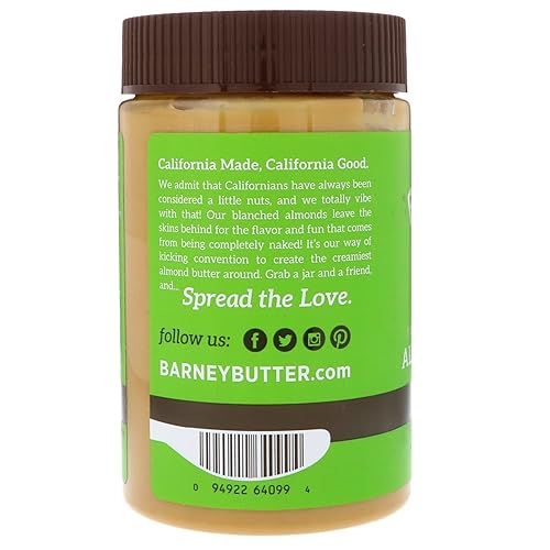 Vista 3 de BARNEY Mantequilla de almendras, crujiente, apta para dieta paleo, KETO, sin OMG, sin piel, 16 onzas