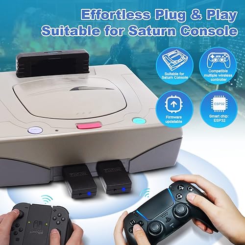 Miniatura 4 de RetroScaler - Adaptador de controlador inalámbrico SEGA Saturn - Compatible con consola de juegos SEGA Saturn, compatible con PS3PS4PS5, Xbox One S,