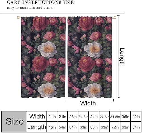 Miniatura 302 de Retro 70s Floral Blackout Window Curtains, Watercolor Flower Plant Rustic Modern Style Pattern Window Drapes, for Bedroom Living Room 42x45in 2