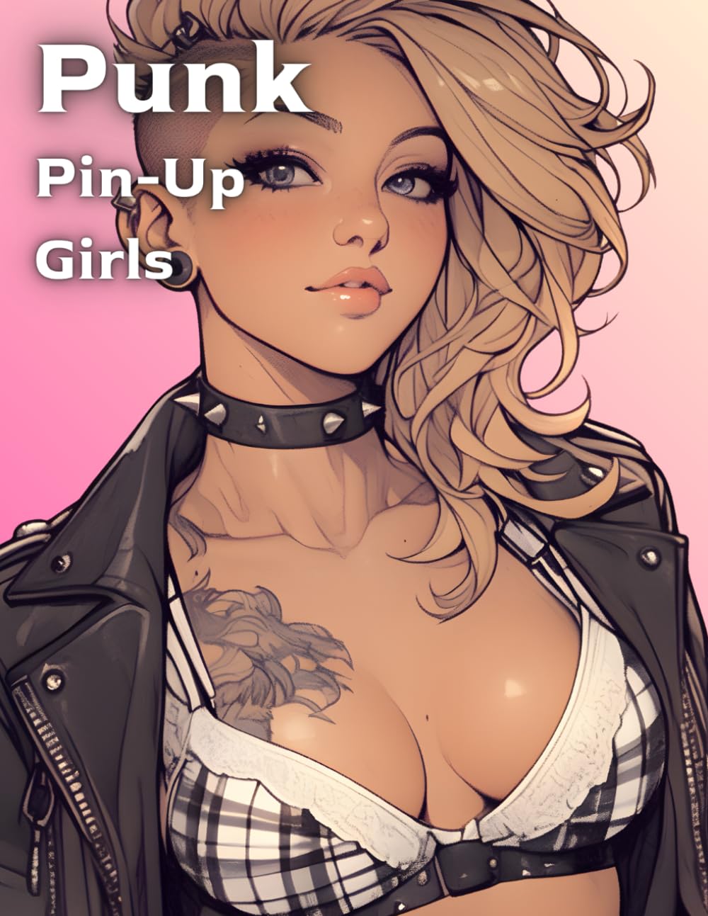 Punk Pin-Up Girls Coloring Book for Adults: Bold, Sexy, and Rebellious Women in Black & White – A Simple Line Art Coloring Book with Thick Lines & No