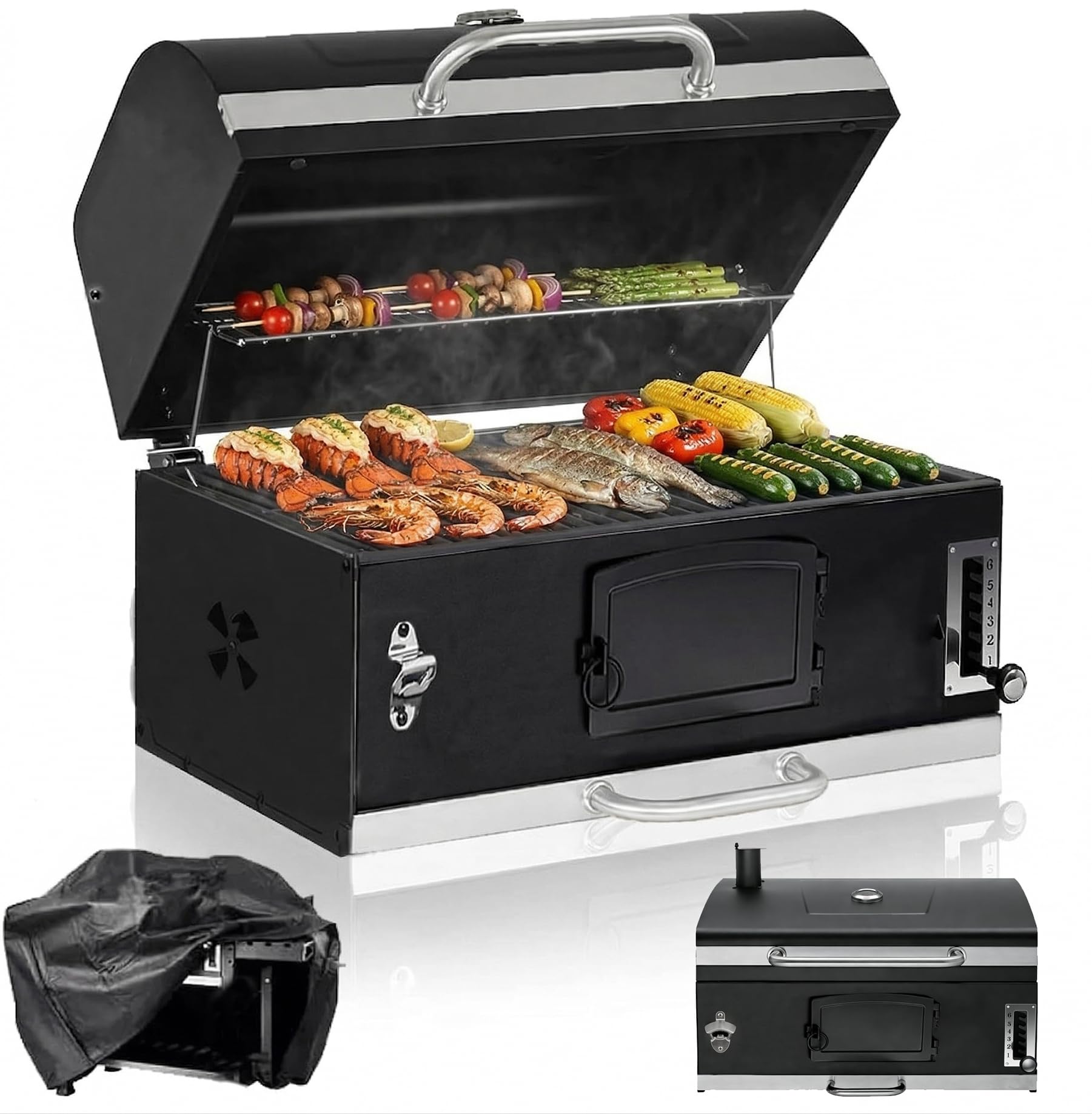 FDSAG Large Built-in Barbecue Grills, Charcoal BBQ Grills