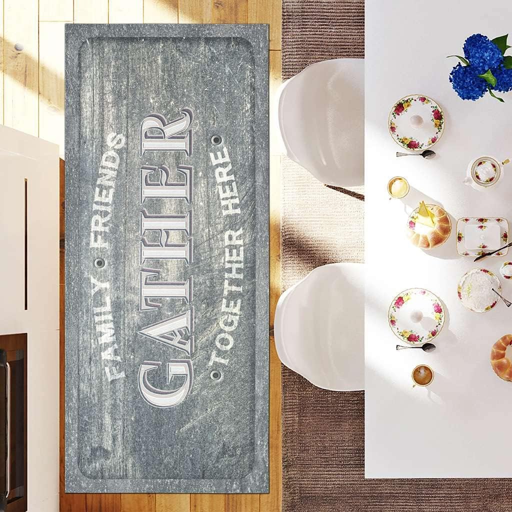 Benissimo-Multy Mats, 2 Pack 24” x 56” Ultra-Thin (1/10 Inch) Kitchen Mat Rubber Backing, Waterproof, Durable & Non Slip, Indoor Floor Mat for Entry, Patio, Busy Areas, Grit Wood Gather