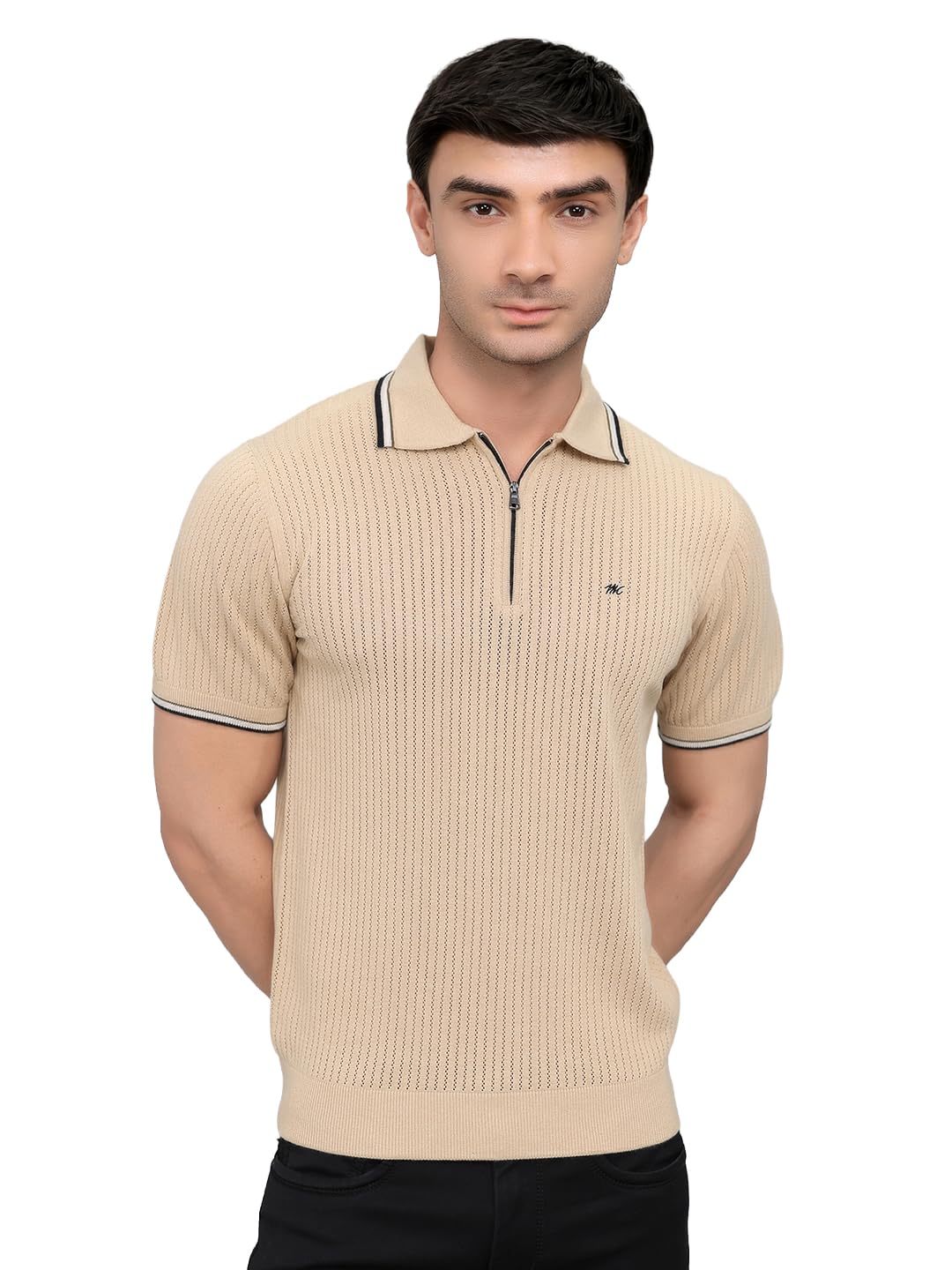 monte carlo Men's Smart Fit Polo Neck Self Design Half Sleeve T-Shirt | Stylish Tee for Men | Soft Comfortable Casual Tshirt for Men's (Pack of 1)-picture-25