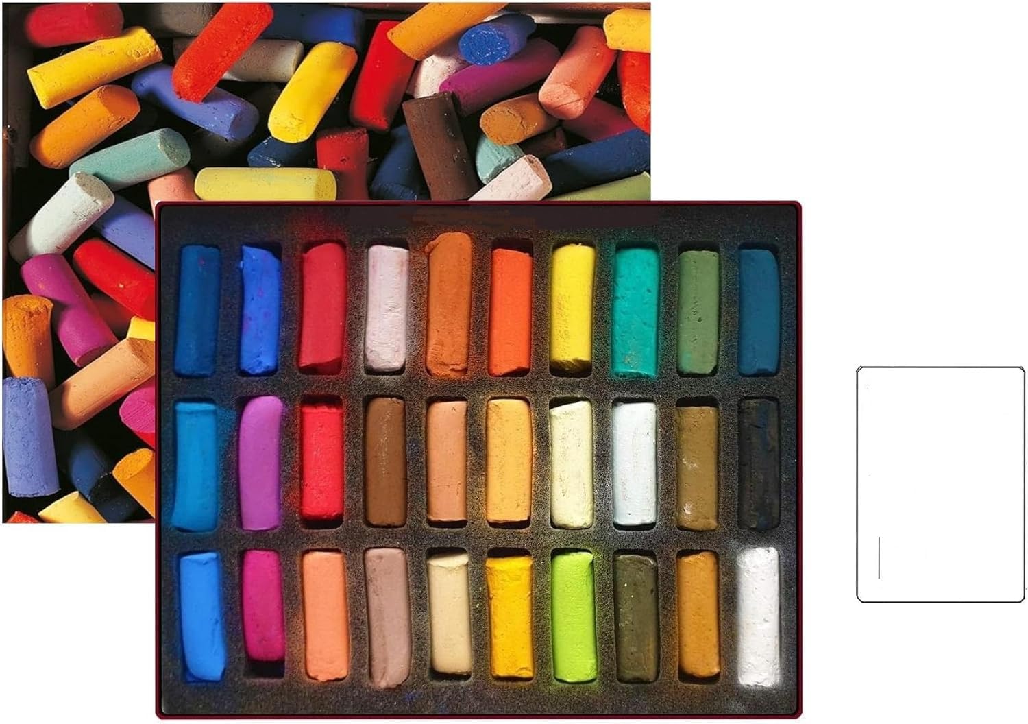 Sennelier ensemble de Pastel secs 30 demi-pastels tendres"à l'écu" Pastel Extra Fins et 1 cartes postales EMI Craft
