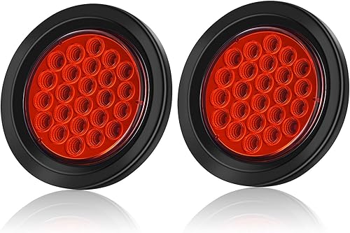 LINKITOM Luces redondas de remolque de 4 pulgadas, 24 luces LED superbrillantes de freno/trasera, IP67 impermeable, certificado DOT para remolques,