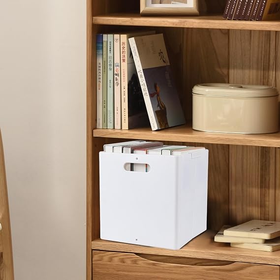 4-Pack Collapsible Plastic Storage Cube Bins, Foldable Cube Storage Bin, White