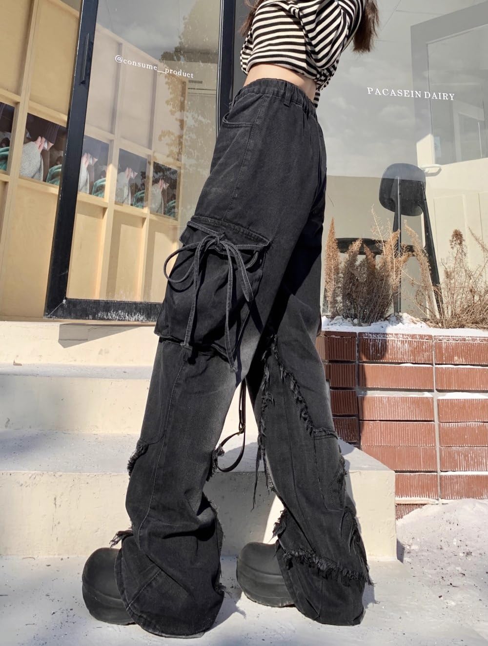 Y2K Baggy Ripped Jeans for Women – Wide Leg Butterfly Print & Star Patch Distressed Denim Pants High Waist Streetwear - Image 7