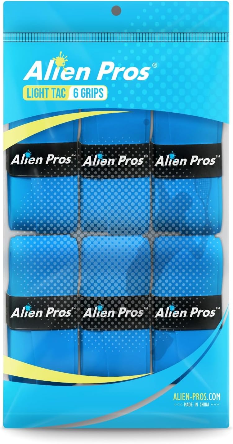 ALIEN PROS Tennis Racket Grip Tape (6 Grips) – Precut and Light Tac Feel Tennis Grip – Tennis Overgrip Grip Tape Tennis Racket – Wrap Your Racquet for High Performance (6 Grips, Aqua New)