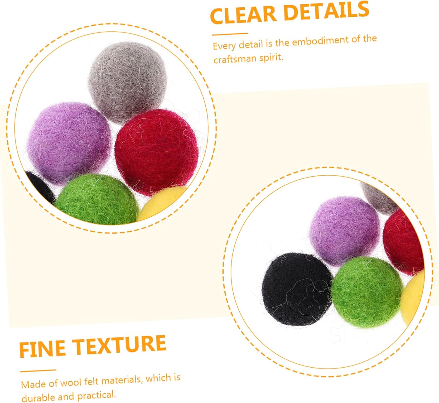 SEWOART 100pcs DIY Wool Felt Balls Handmade Felt Balls for Hair Accessories and Crafts Durable Wool Pom Poms for Decorations and DIY Projects