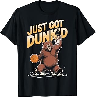 Just Got Dunked Grizzly Bear Dunking Playing Basketball T-Shirt