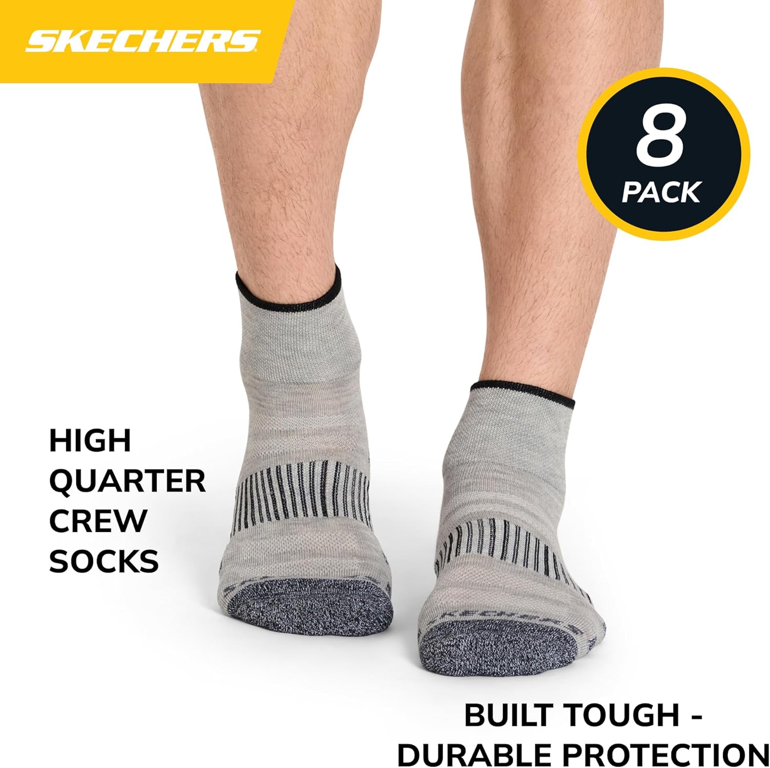 Skechers Men's Work Collection High Quarter Crew Cushioned Socks (8-Pack) - Image 2