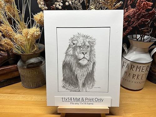 Vista 2 de Lion Africa Nature Wildlife Graphite Pencil Art Sketch Drawing Print Picture Limited Edition ~ Titled 'Don't Call Me Kitty!' by David Allen