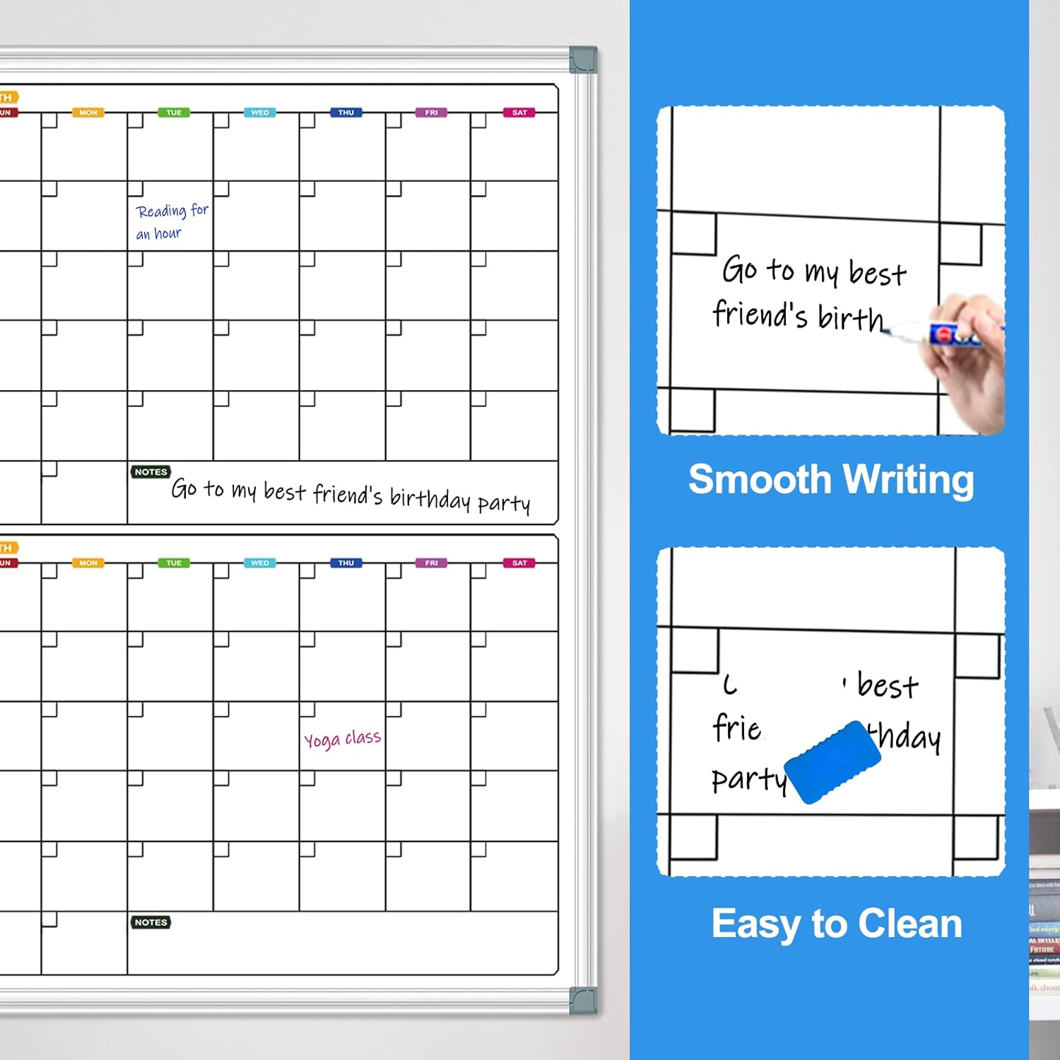 Magnetic Large Calendar Whiteboard for Wall 72" x 40", 4 Month Dry Erase Board Calendar for Wall Mounted Board, Big White Boards for Wall, Office White Board Planning Board for School, Home