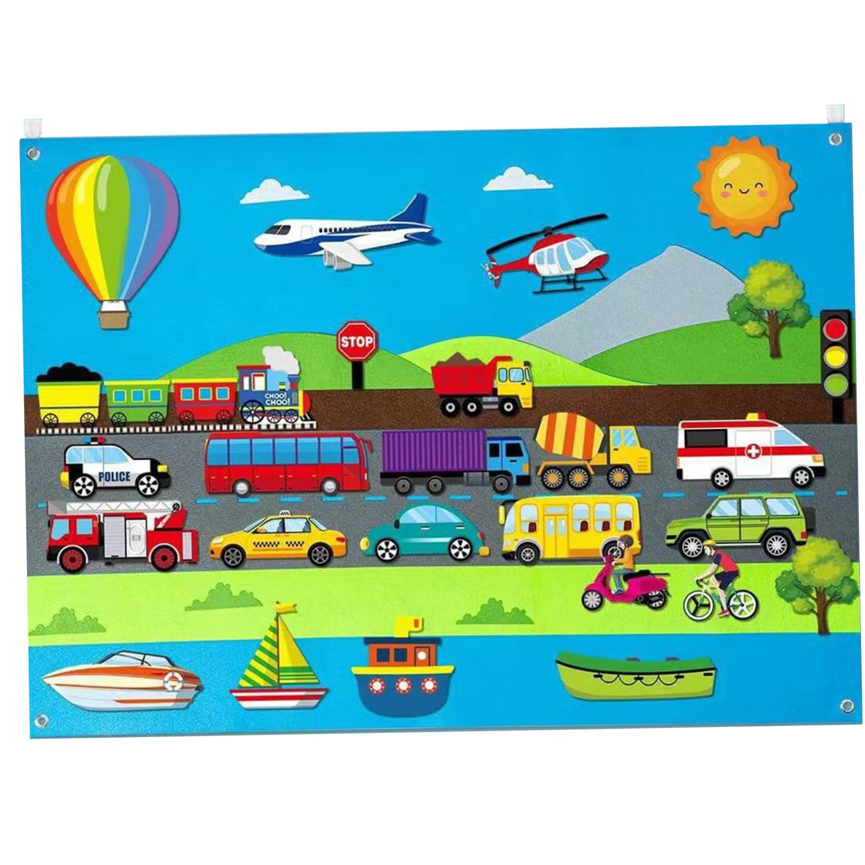 Felt Board for Toddlers City Theme Wool Felt Board Story Set with Cars, Planes, Ships & More Portable Interactive for Children's Educational Toys Story Sets