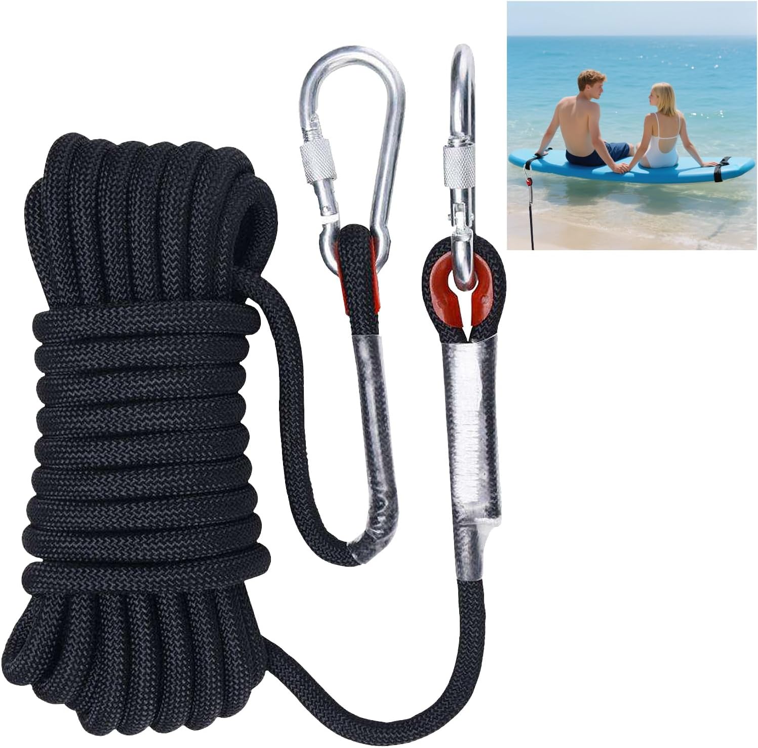 SCCUP® 157 Inch Foam Water Pad Bungee Cord,Lily Pad Floating Mat Bungee Cord with 2Pcs 3.9Inch Locking Carabiners, Foam Lake Mat Cord Floating Mat Tether Kit for Secure Mooring,Fixed Float Pad
