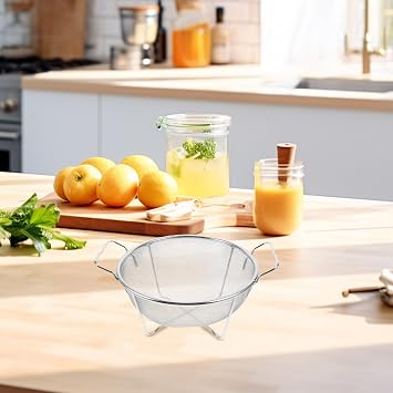 Stainless Steel Fine Mesh Sieve Strainer with Dual Ear Handle for Kitchen Sink Debris Filtration Stable Food Drainer Colander for Washing Fruits Veggies Rice and Cooking Cleanup