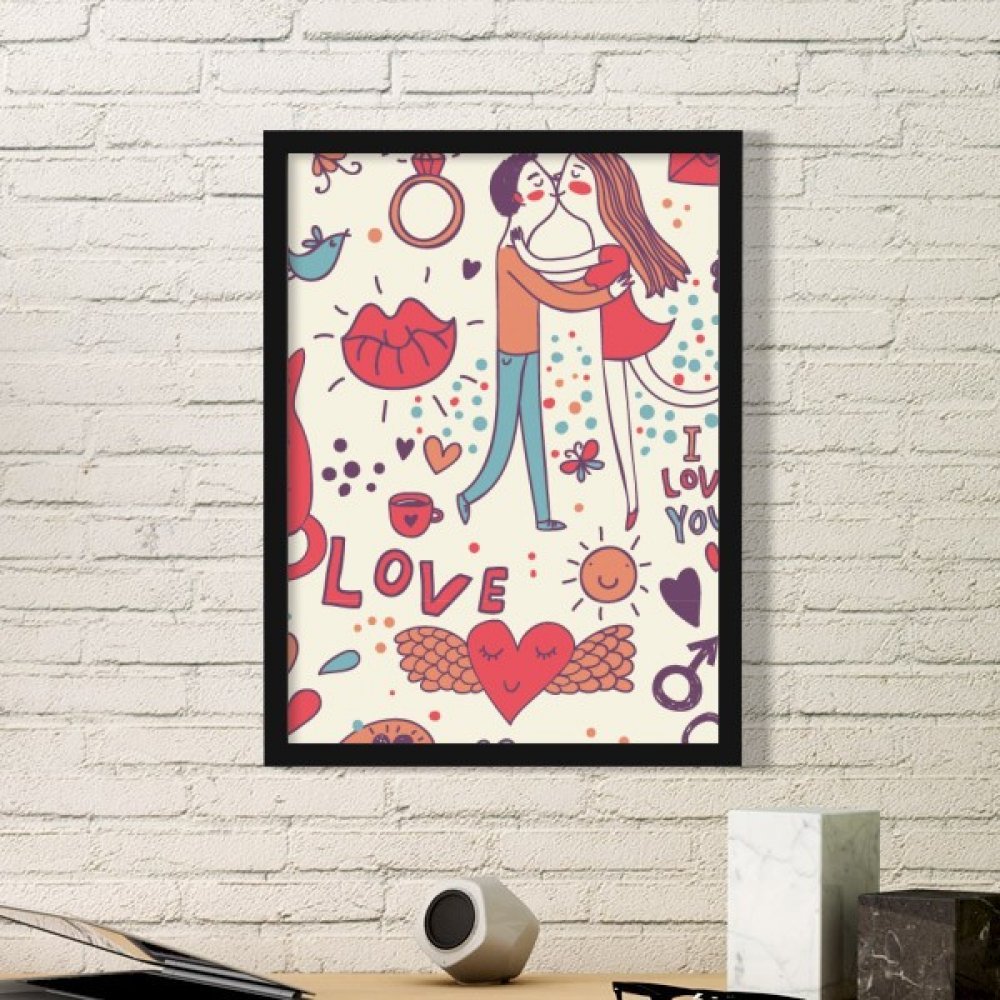Peinture art fleur cadre photo bois noir pour salon cosy