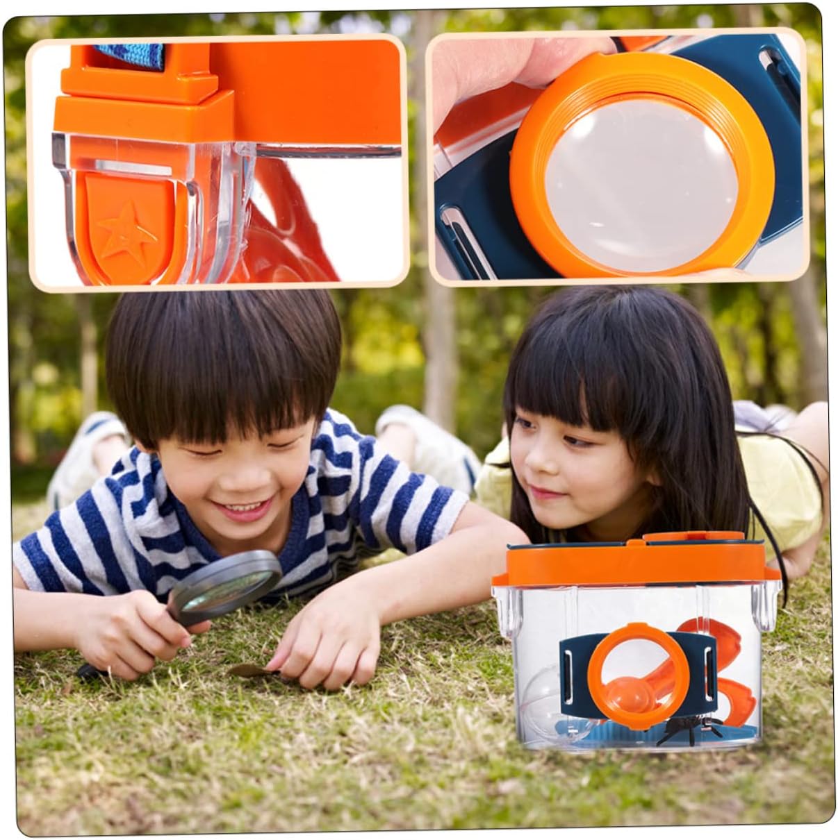 2Pcs Outdoor Exploration Magnifying Observation Boxes with Lanyard for for Science Learning and Insect Collecting