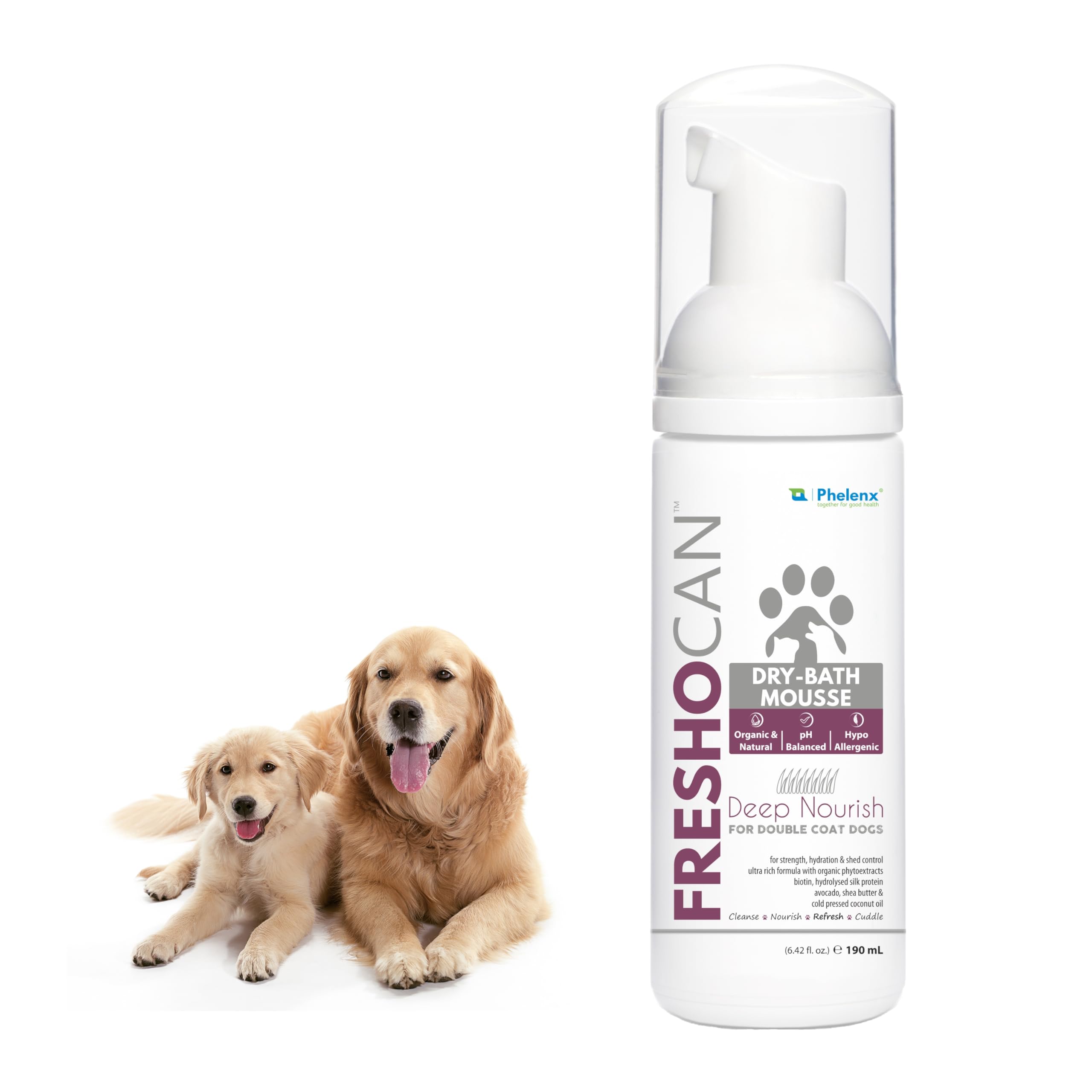 PHELENX | Freshocan - Dry Bath Mousse for Double Coat Dogs | 190 mL (Indias First Coat Specific Dog Shampoo & Dry Bath) (B0CJCBYFXS) Amazon Price History, Amazon Price Tracker