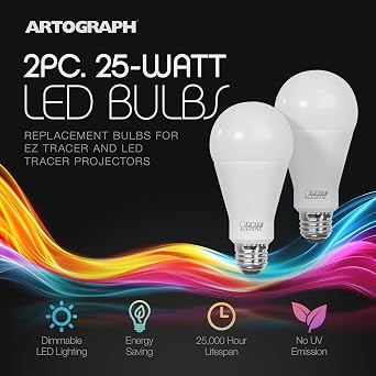 Artograph 25W LED Bulbs for EZ Tracer, LED Tracer Projector, White, 2-Pack