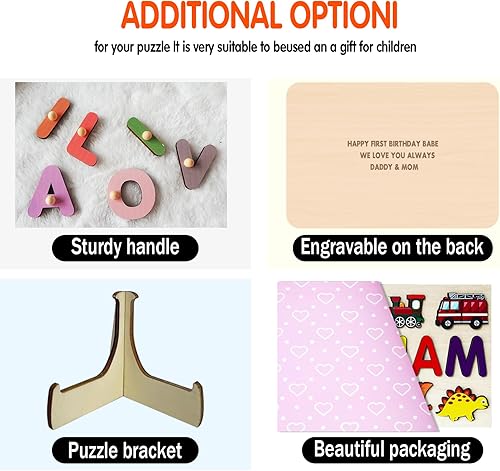 Miniatura 7 de Rompecabezas de nombre personalizado para niños de primer cumpleaños, relleno de cesta de Pascua para niños pequeños, regalos de Pascua