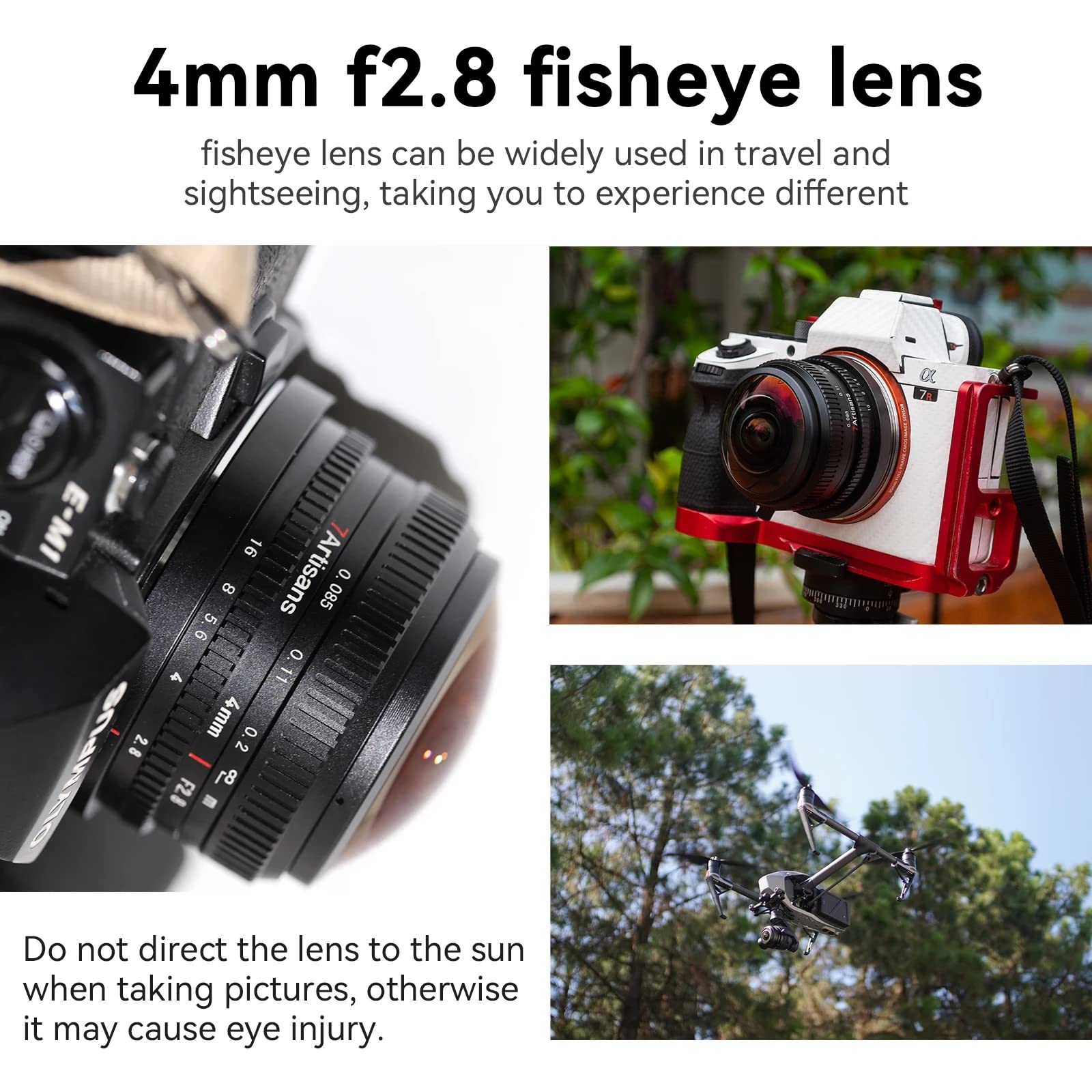 7artisans 4mm F2.8 Circular Fisheye Lens, 225° Ultra-Wide Angle of